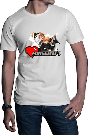 Мъжка тениска Bleach Ichigo Minecraft Legendary Player, Бял