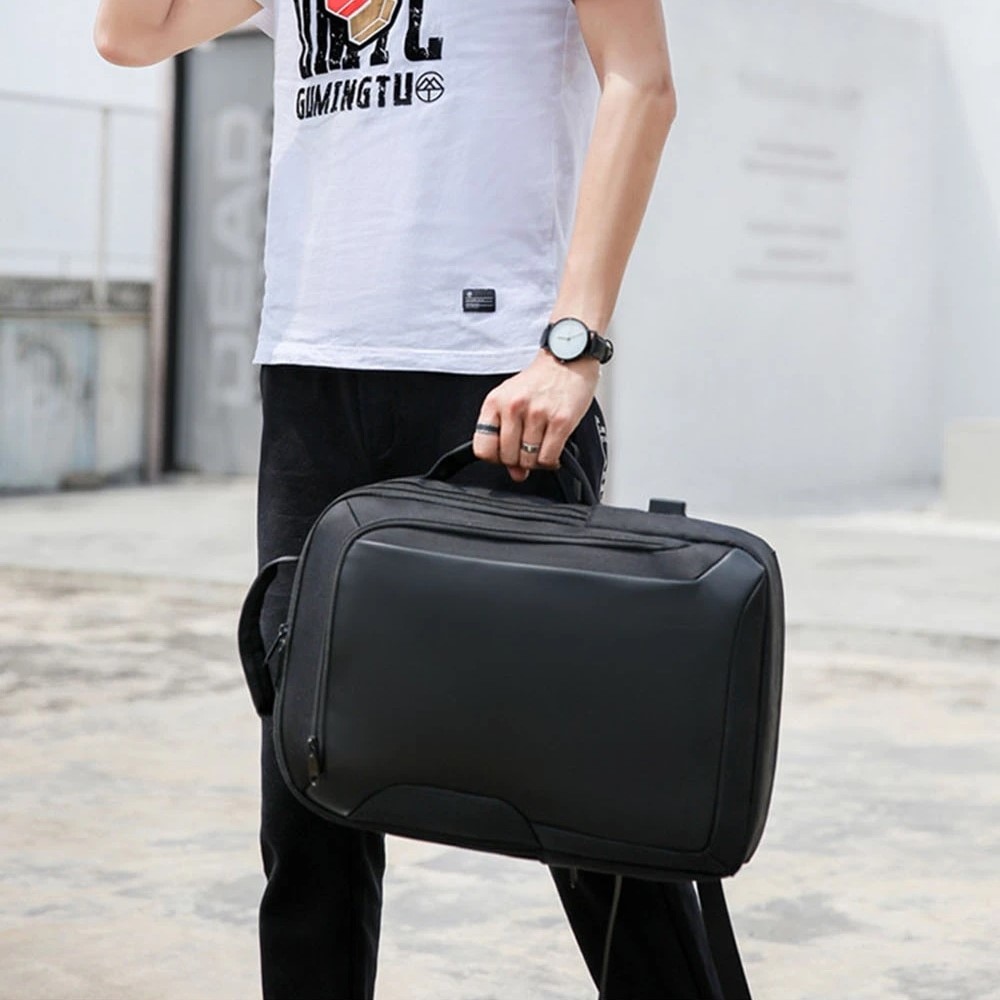 Rucsac laptop 15.6", smart business, impermeabil, cu port de incarcare USB si jack audio, Escalate, 43x30x16 cm, Negru