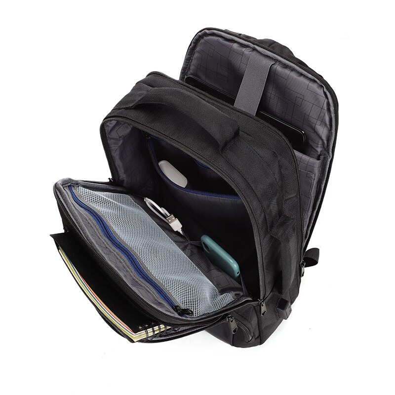 Rucsac laptop 15.6", smart business, impermeabil, cu port de incarcare USB si jack audio, Escalate, 43x30x16 cm, Negru