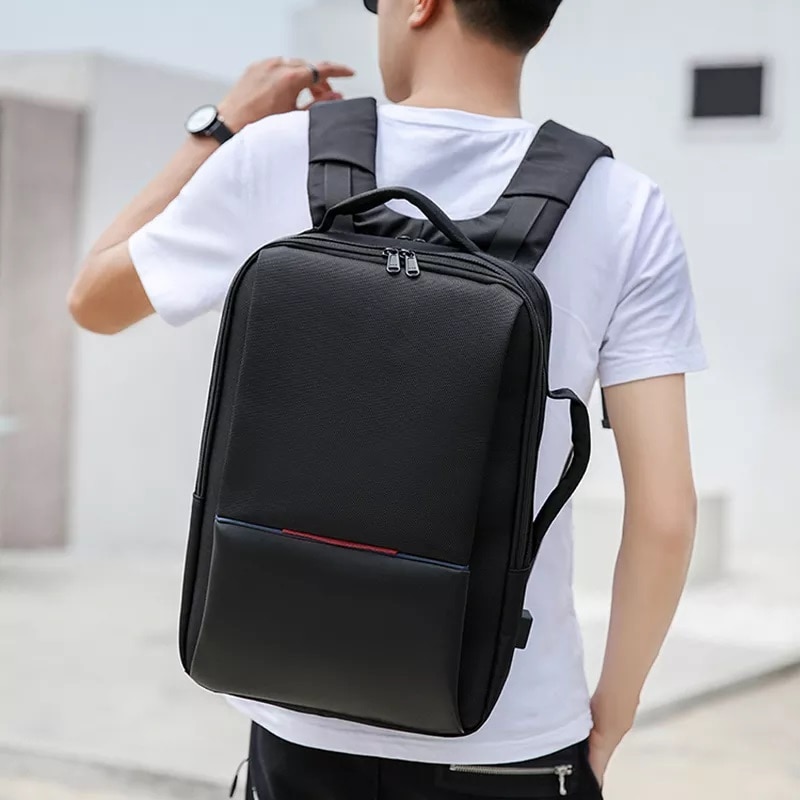 Rucsac laptop 15.6", smart business, impermeabil, cu port de incarcare USB si jack audio, Escalate, 45x30x17 cm, Negru
