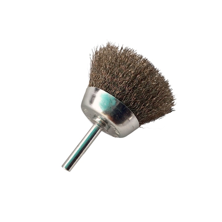 Perie cupa, cu tija Ø6, fir inox Ø0.20, diametru 50 mm, Peromex, 2550IV