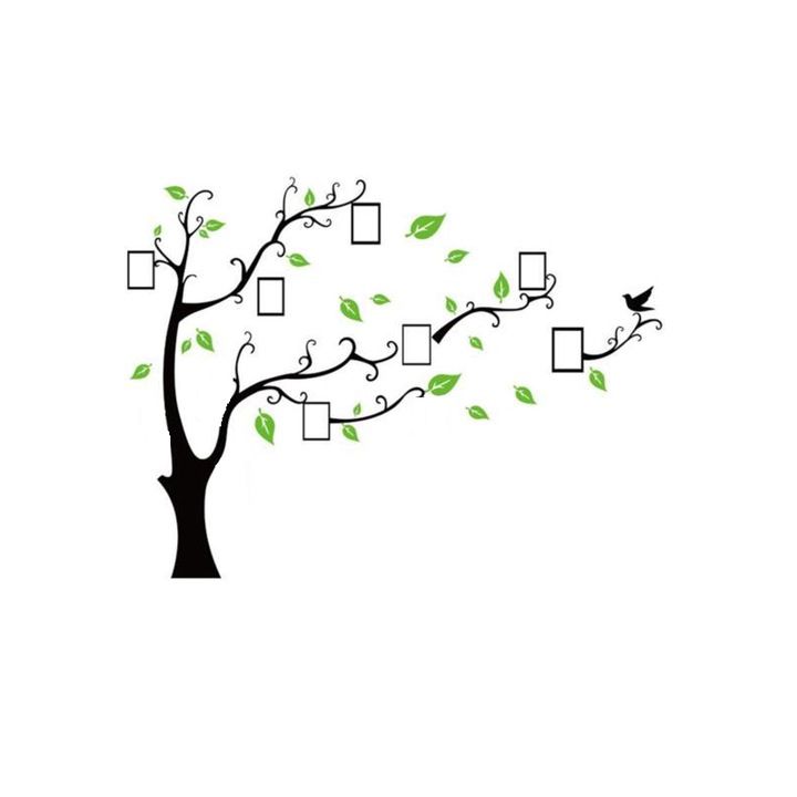 Sticker Decorativ Copac cu 7 Rame Foto Autocolant G Glixicom®