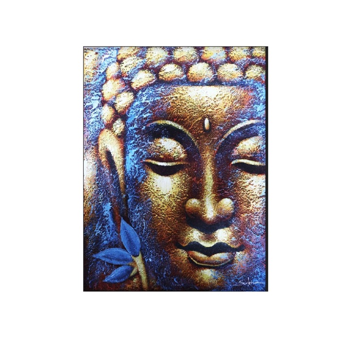 Buddha festmény - Arany Arc Lótusz Virággal