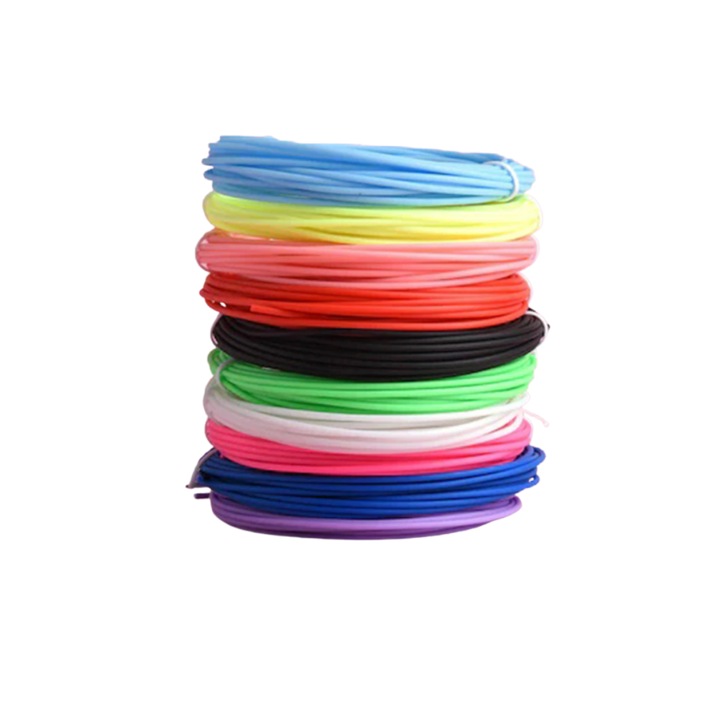 10 szálas készlet 3D ceruzához, 170-190 ℃, PLA, 1,75 mm, 50 m, műanyag, többszínű