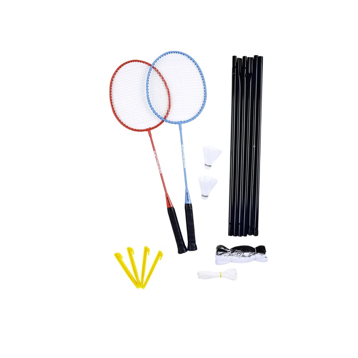 Set Badminton, Rachete si Fileu cu Plasa, Sunflex Matchmaker 2 Pro, 16 Piese