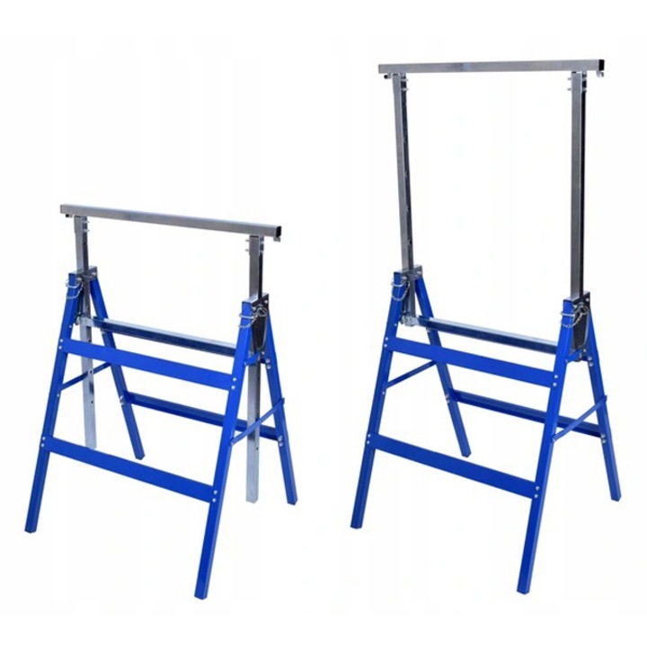 Összecsukható műhelyállvány szett állítható magassággal, 150 kg, 130 cm, 2 darabos, kék/ezüst színű