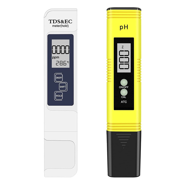 Set testere de calitate a apei 4 in 1, Sundiguer, Precizie ridicata, 0,00-14PH, Galben/Alb