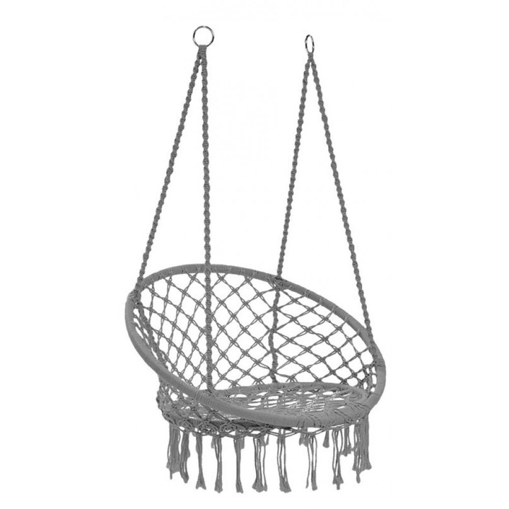 Kerek függő hinta 80x60x120 cm -szürke színben 150 kg teherbírás