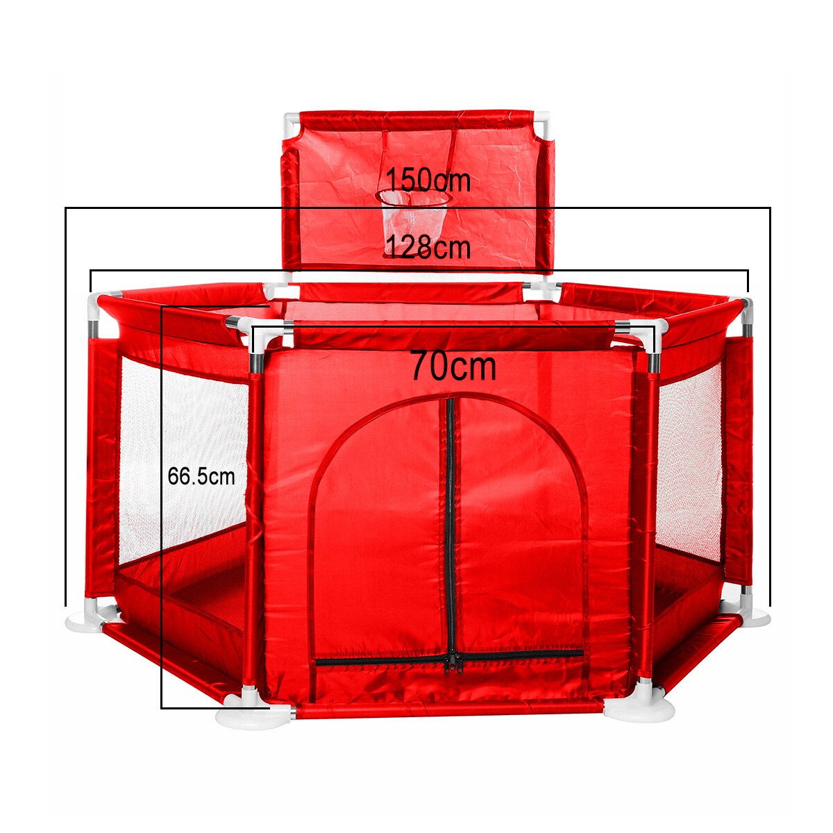 Járóka / játszótér, kosárral, 150x66,5 cm, beltéri / kültéri, piros ...
