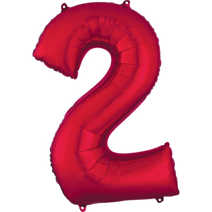 2-es számú fólia lufi, piros, 95 cm