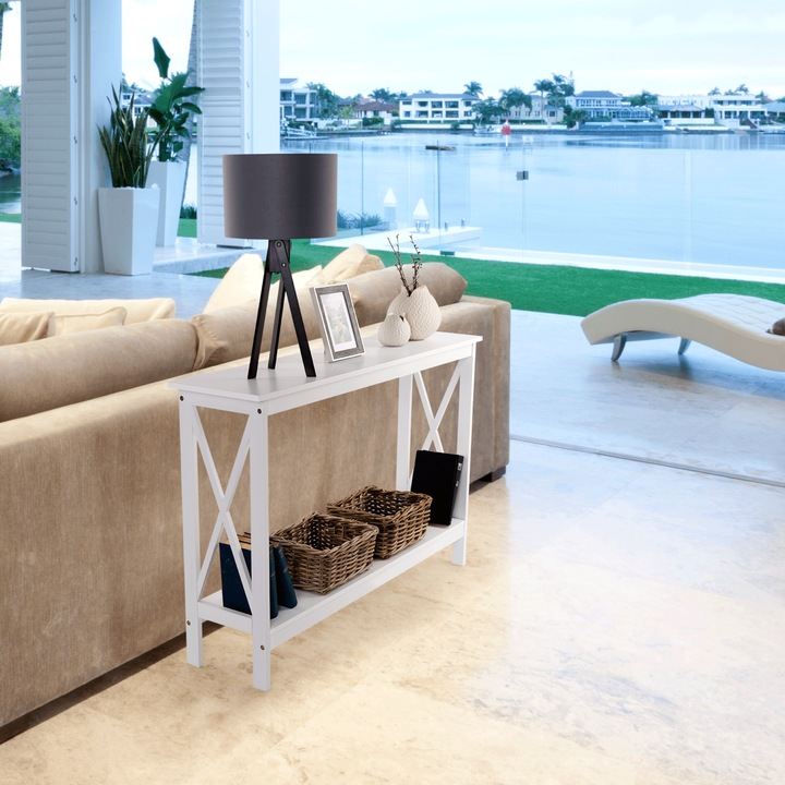 Consola, din mdf alb, Apolos, 120x30x80 cm