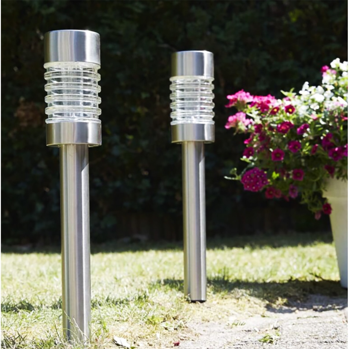 Комплект соларни лампи, 4 броя, LED, Инокс - eMAG.bg