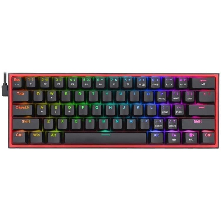 Tastatura mecanica gaming Redragon Fizz Pro K616 TKL RGB, negru, red switches, 5.0 bluetooth/2.4 Ghz/wired, USB type-C