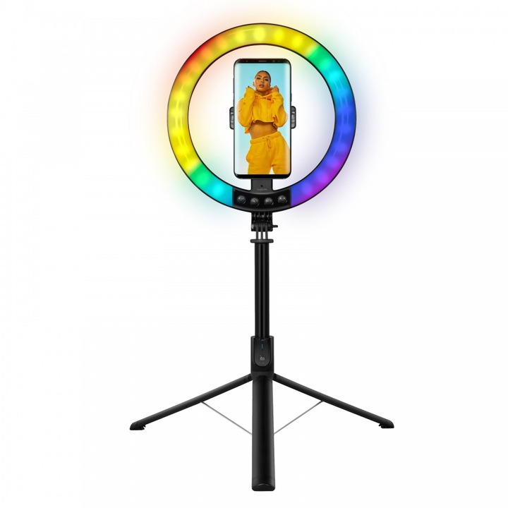 LogiLink I-SMART-RING25T LED селфи ринг, с RGB LED светлина, 25 см разтегателен статив, AA0156