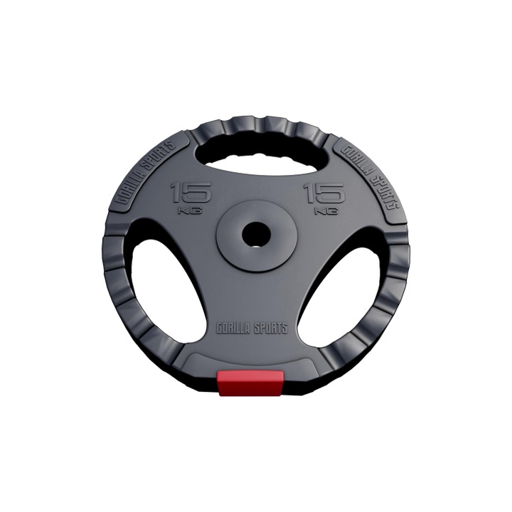 Disc cu prindere umplut cu ciment, Gorilla Sports, 15 Kg, 30/31mm, Negru