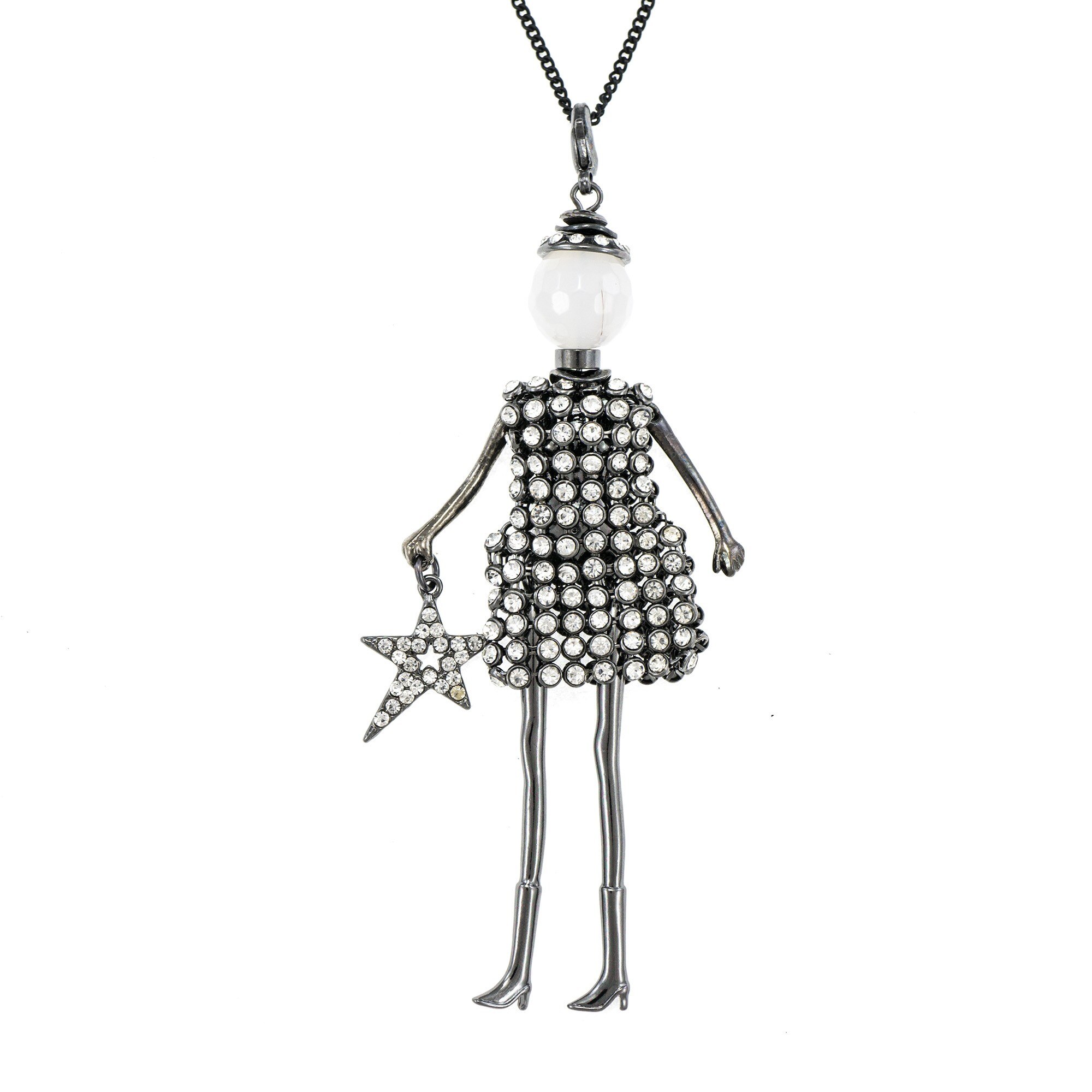 Pandantiv cu lant Bambola in Stile Milanese-Star-Black, Haute Couture Style by Roxannes - Bambole Milanesi, Negru 44178-Black