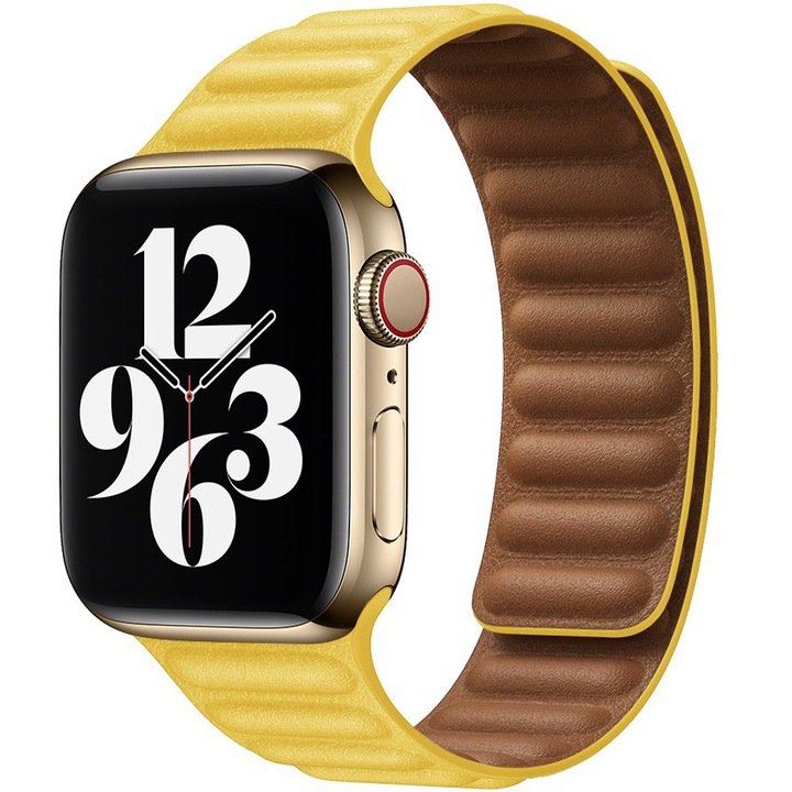 ZAFIT™ valódi bőr mágneses szíj, Apple Watch 3/2/1, kijelző 38 mm, sárga
