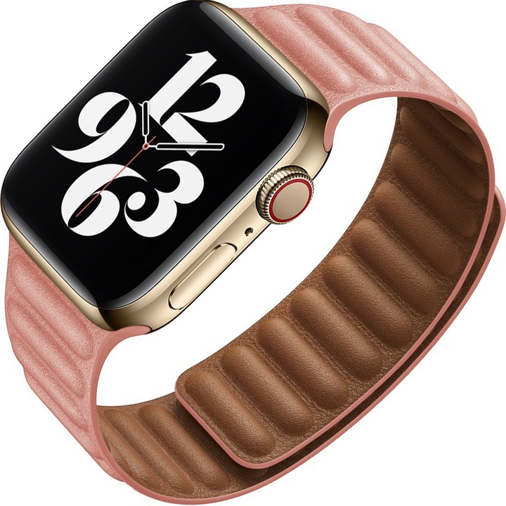 Zafit valódi bőr mágneses szíj Apple Watch 3/2/1-hez, kijelző 38 mm, rózsaszín