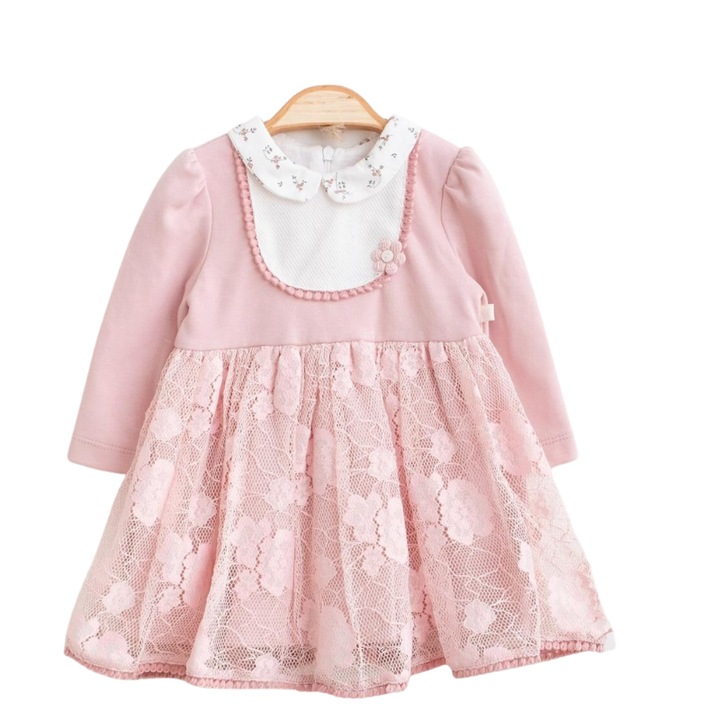 Rochita fetite Melisa, Bumbac, Roz, 62-68 CM