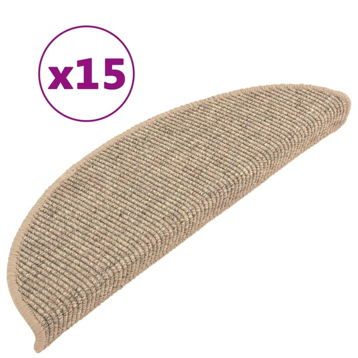 VidaXL 15 db sötétbézs öntapadó lépcsőszőnyeg 56x17x3 cm 2.55 kg 326896
