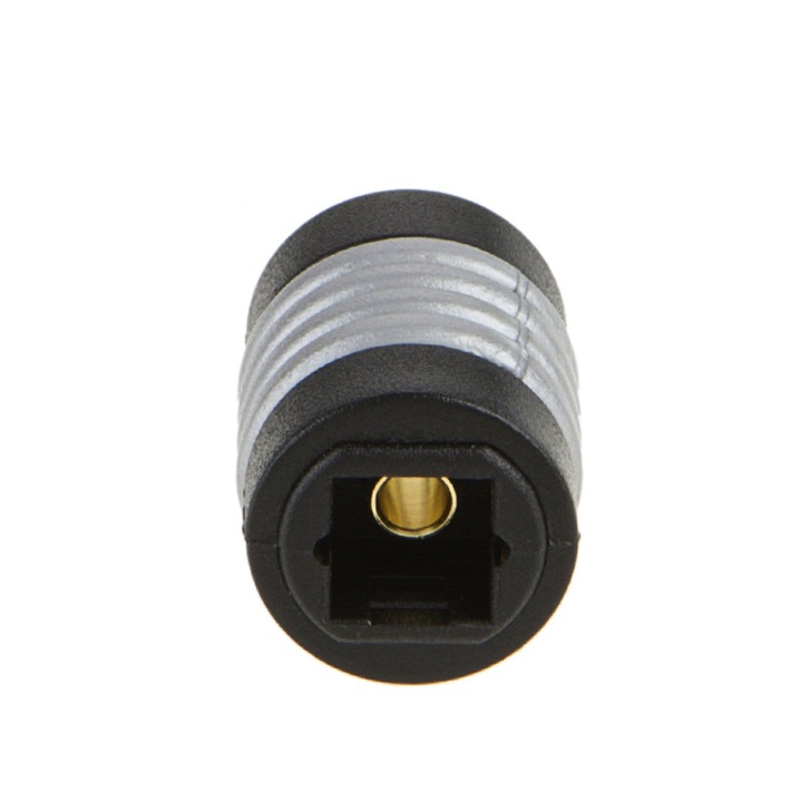 Adaptor, 1 x Toslink mama - 1 x Toslink mama, Negru/Argintiu