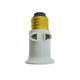 Dulie cu soclu E27 si 2 prize Euro C7, 16A 250V, alba Alb 73 mm