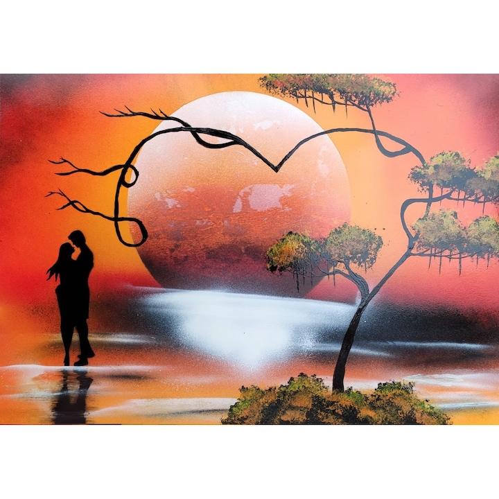 Spray festék festés, Love Cascade, tarka, 29,7×42 cm