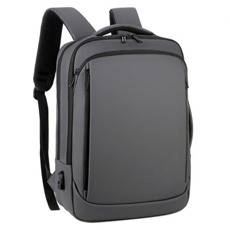 Rucsac laptop 15.6", casual business, impermeabil, cu port de incarcare USB, Escalate, 40x30x12 cm, Gri