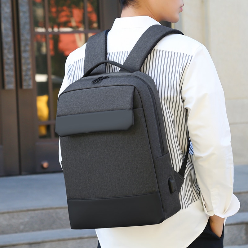 Rucsac laptop 15.6", casual, impermeabil, cu port USB, Escalate, 42x30x13 cm, Gri