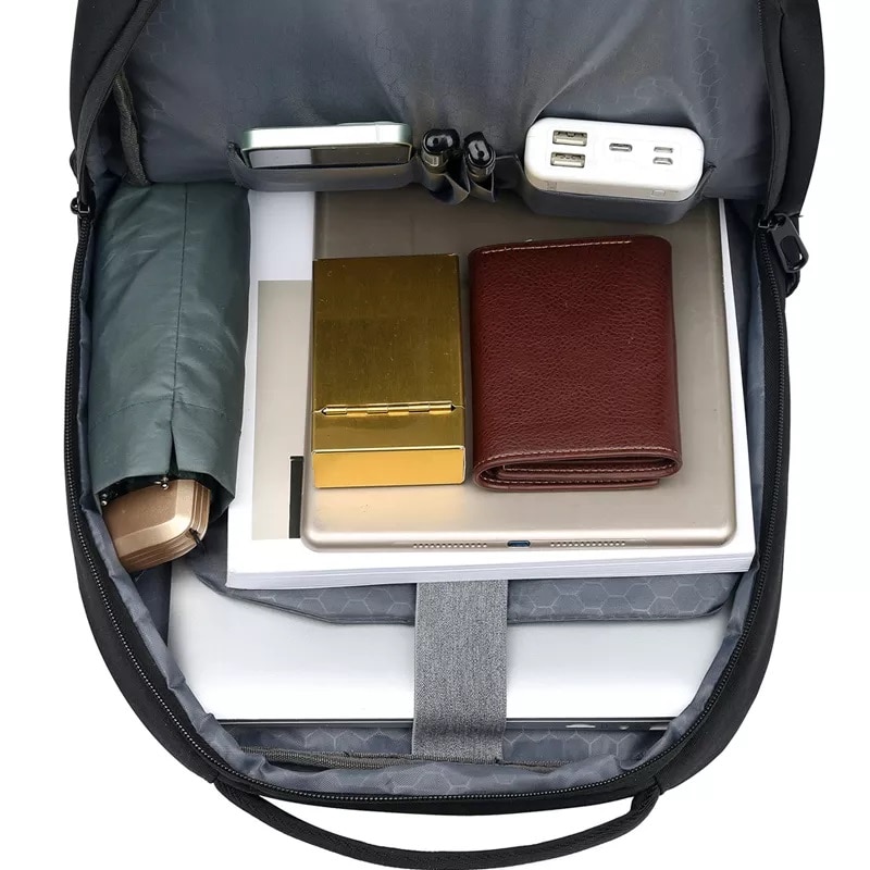 Rucsac laptop 15.6", casual, impermeabil, cu port USB, Escalate, 42x30x13 cm, Gri
