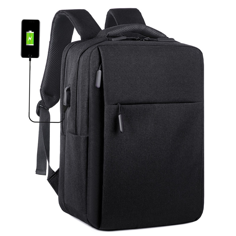 Rucsac laptop 15.6", smart casual, impermeabil, cu port USB, Escalate, 40x30x15 cm, Negru