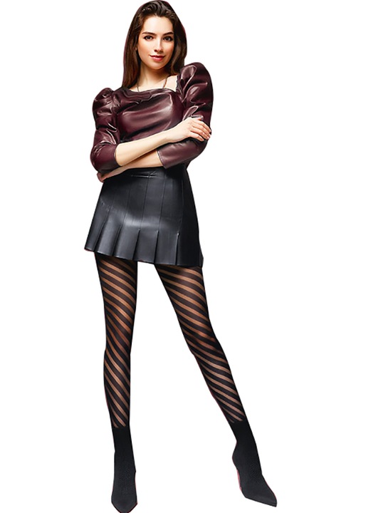 Chiloți de damă Giulia STELLA 40den N4, Alb/Negru