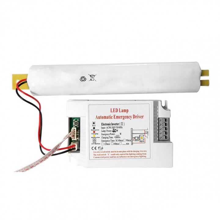 Електронен блок за аварийно LED осветление Lightex, max 40W / 100% 50min
