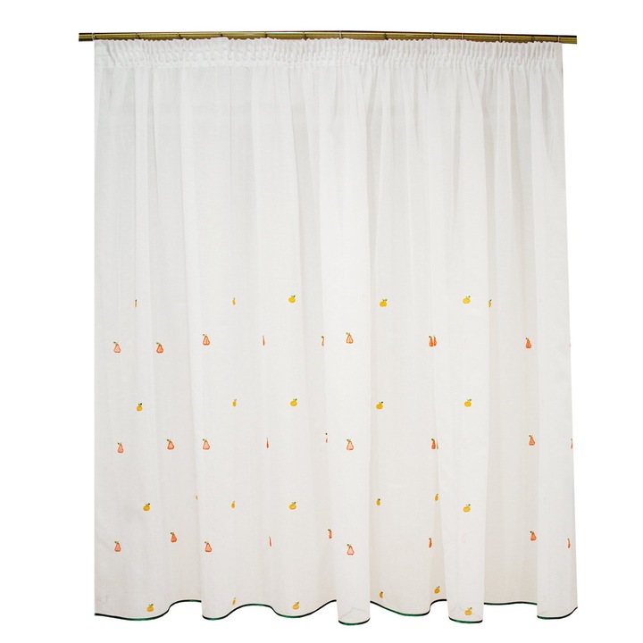 Perdea Velaria de bucatarie, alba cu fructe, 340x170 cm