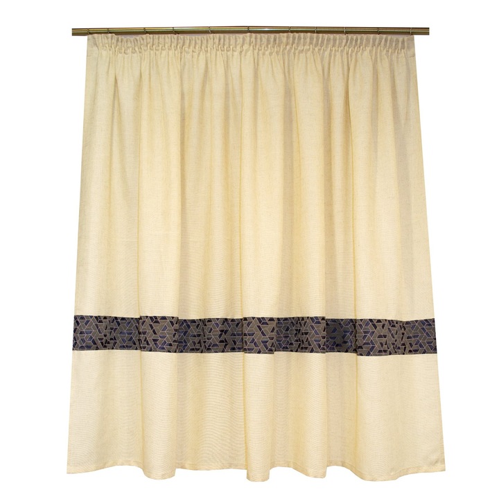 Perdea Velaria in crem cu imprimeu geometric, 230x150 cm
