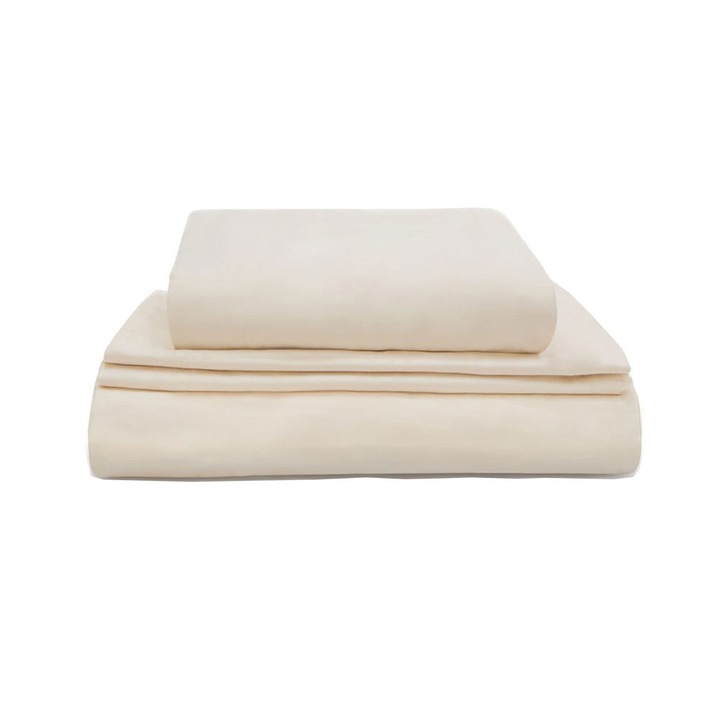 Комплект спално бельо от органичен памук крем, размер на калъфката 50x70 см, размер на матрака 180x200 см, размер на юргана 240x220 см