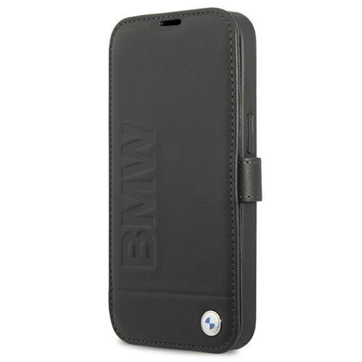Husa pentru iPhone 13 Mini, BMW, BMFLBKP13SSLLBK, Signature Collection, Negru, Tip carte