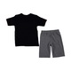 Tricou si pantaloni scurti, compleu vara baieti, Creator, bumbac, Negru/Gri