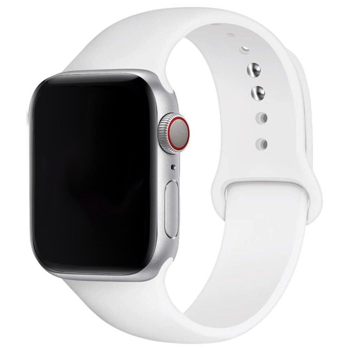 Каишка SILKASE за Apple iWatch, течен силикон, 42/44/45 мм, Бял