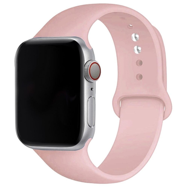 SILKASE каишка за Apple iWatch, Течен силикон, 42/44/45 мм, тъмно бледо розово