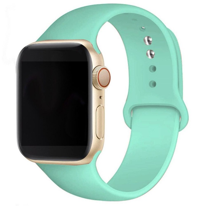 SILKASE каишка за Apple iWatch, Течен силикон, 42/44/45 мм, Синьо зелено