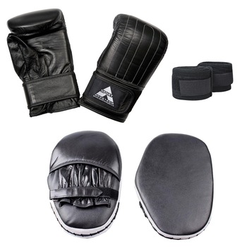 Set antrenament box: manusi L + bandaje + palmare Anastasia Sport Set antrenament box: manusi L + bandaje + palmare Anastasia Sport