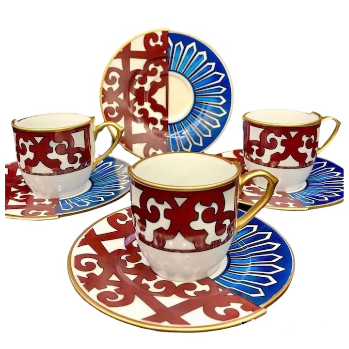 Сервиз за кафе, 6 чаши, 6 чинии