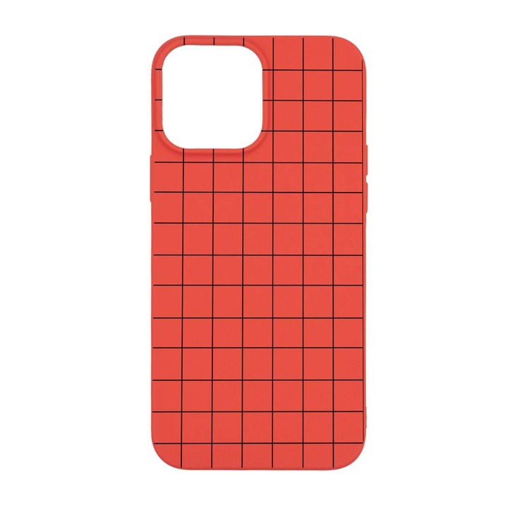 Силиконов калъф Unique за Apple iPhone 12 Mini, Grid, Red, R 15