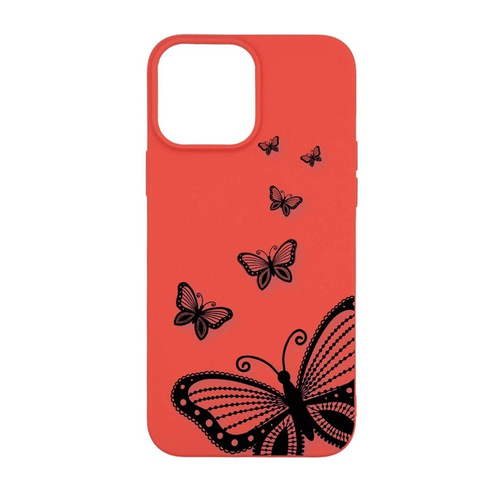 Силиконов калъф Unique за Apple iPhone 13 Pro Max, Butterfly, Red, R 79