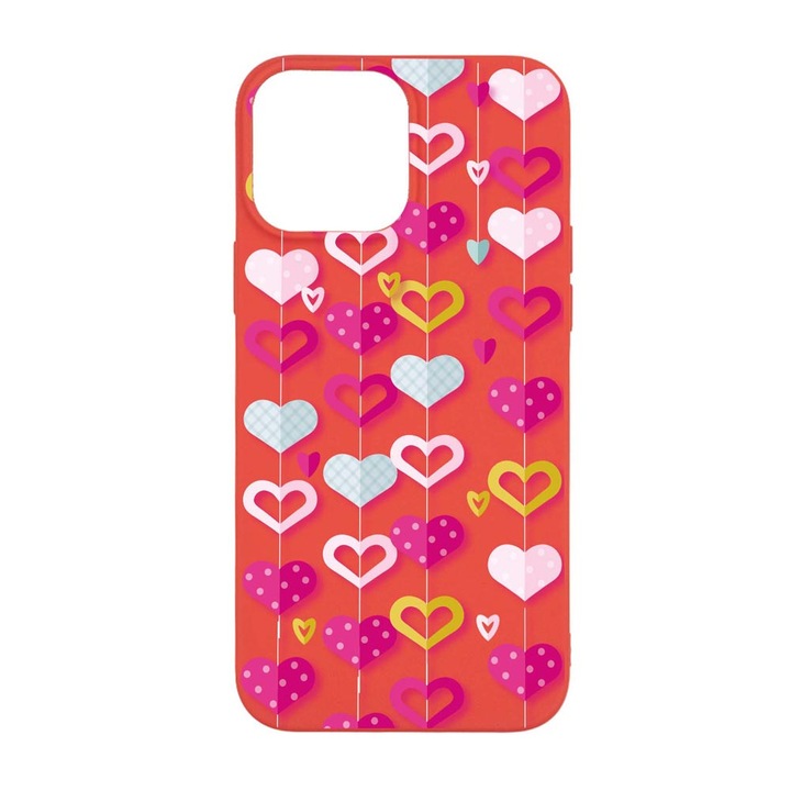 Силиконов калъф Unique за Apple iPhone 13 Pro Max, Lovely Hearts, Red, R 185