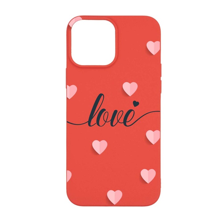 Силиконов калъф Unique за Apple iPhone 13 Pro Max, Love Flying Hearts, Red, R 85