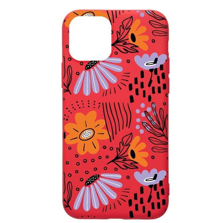 Husa Silicon, Compatibila Cu Apple iPhone 13 Pro, Flowers - Pastel Colors, rezistenta la uzura, R 757