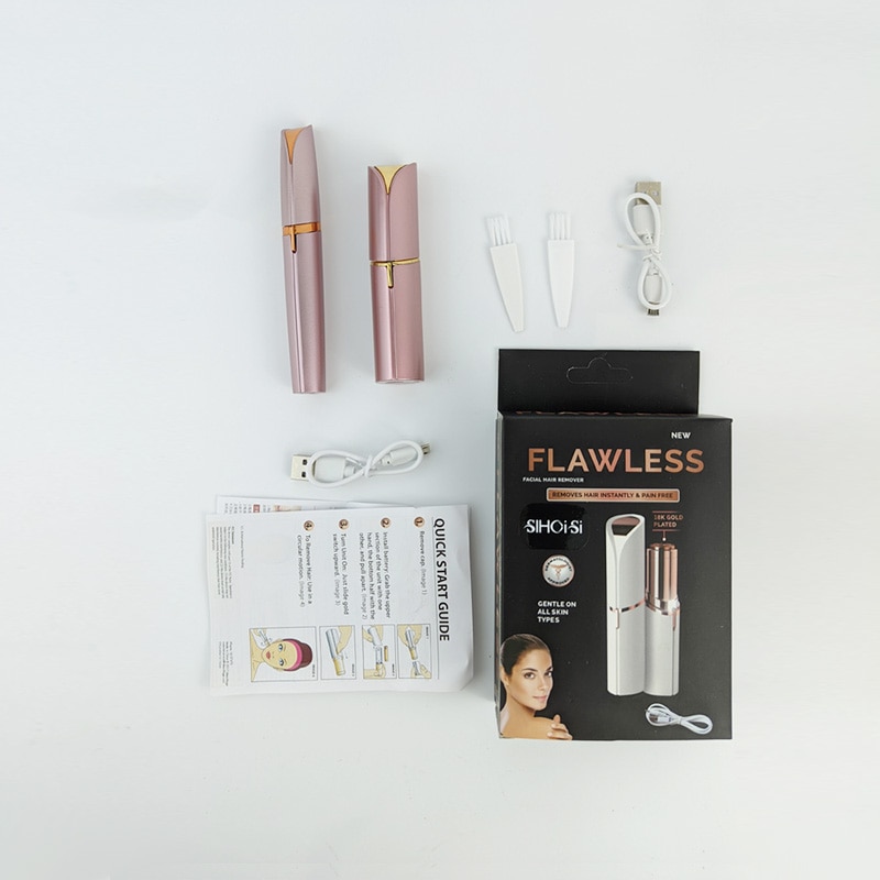 Set epilator facial si trimmer pentru sprancene, SIHOiSi, Lumina LED