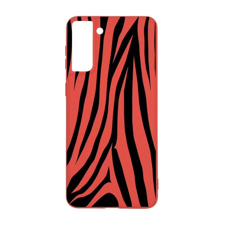 Силиконов калъф Unique за Samsung Galaxy S21 Plus, Black Zebra, Red, R 785